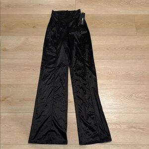Fashion Nova Black Satin Wide Leg Pants